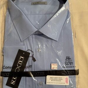 Blue Cotton Dress Shirt with Button-Down Collar